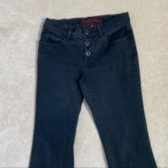 Bebe women’s black denim jeans snap detailing size 28 - Picture 5 of 12